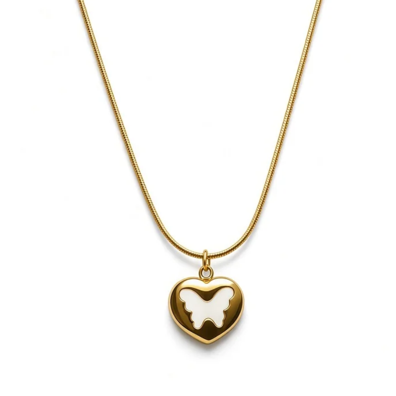 Dainty Butterfly Heart Necklace