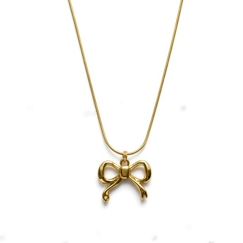Golden Ribbon Bow Necklace