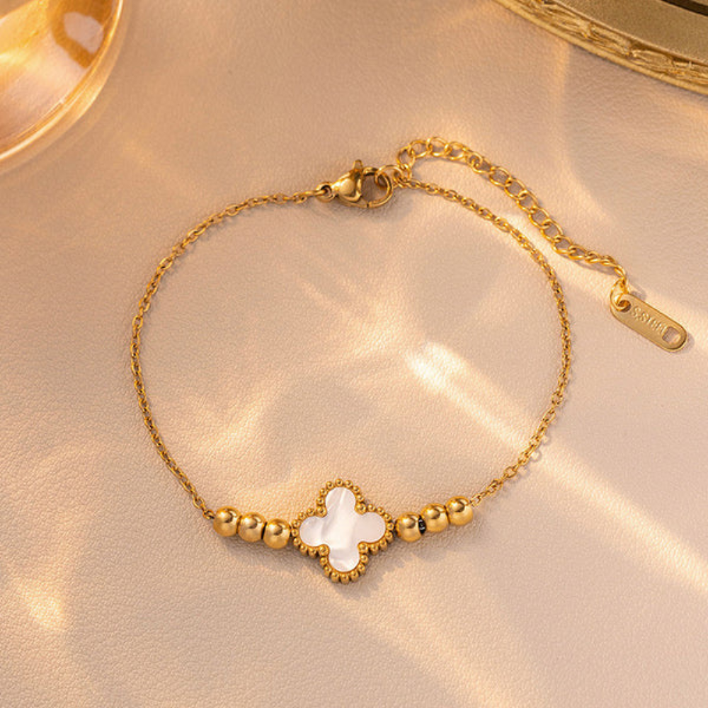White Clover Charm Bracelet