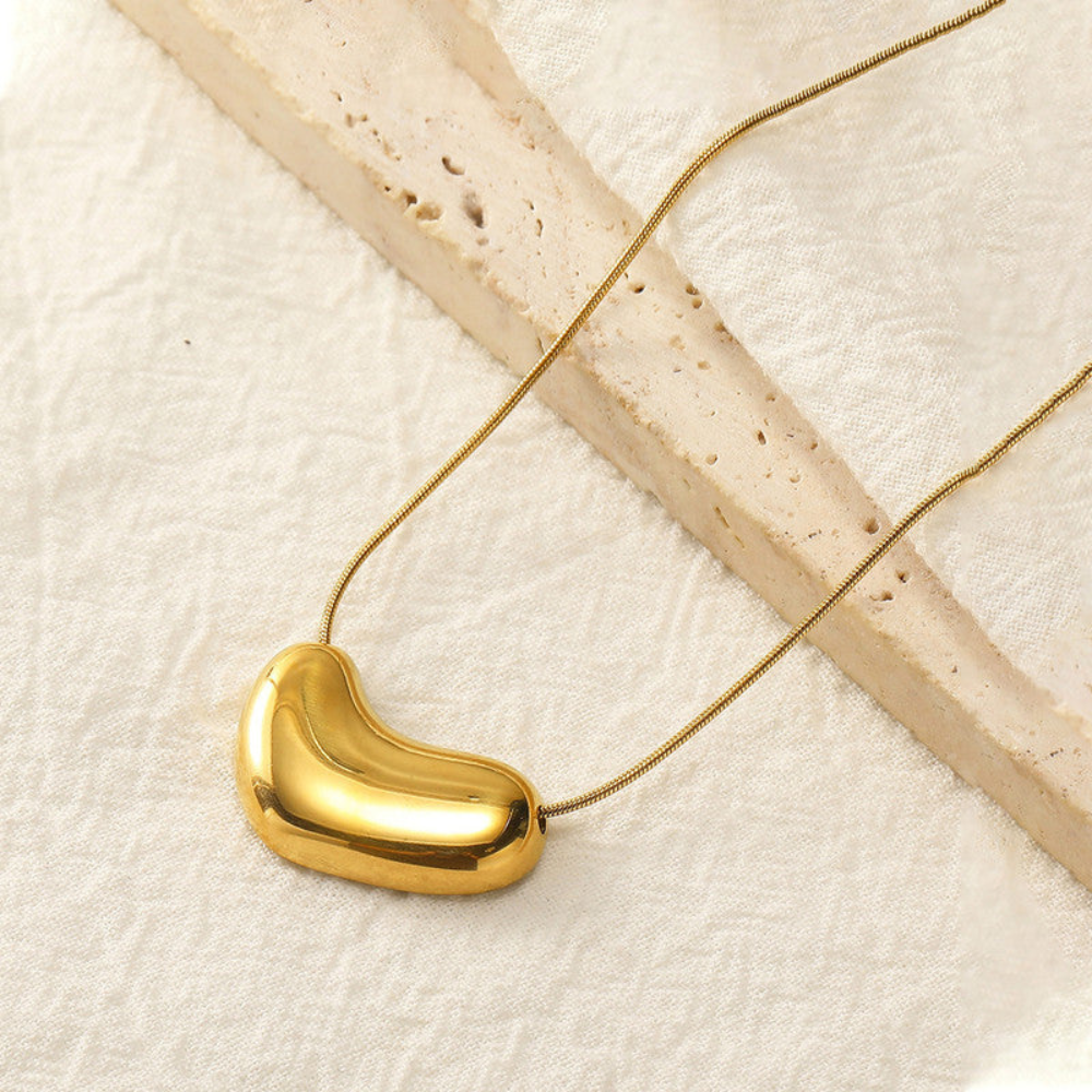 Golden Bean Pendant Necklace