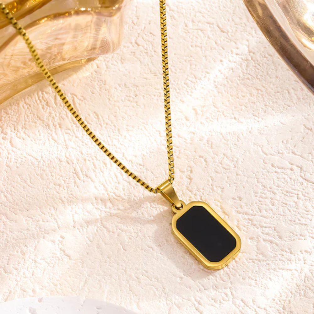 Black Geometric Pendant Necklace