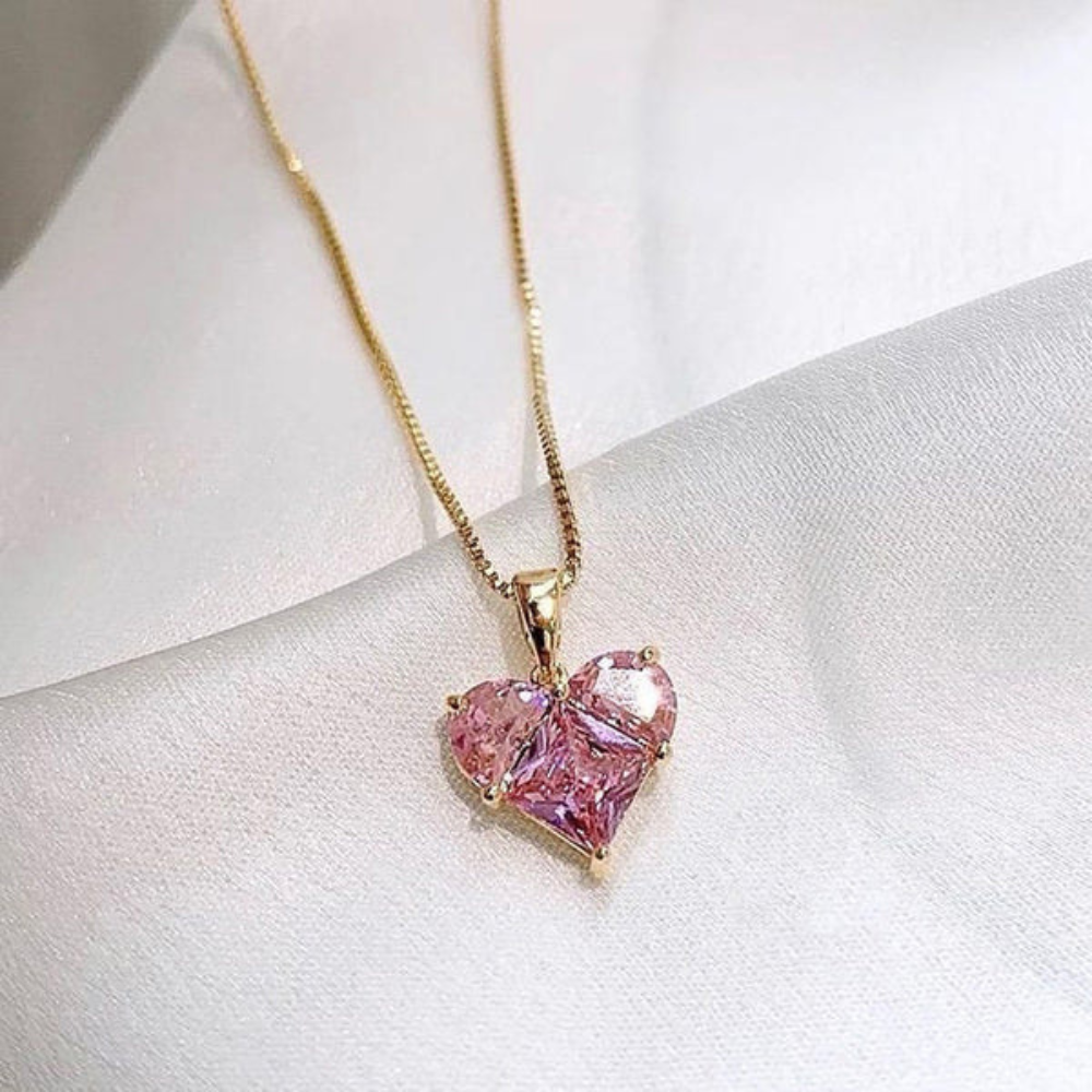 Pink Heart Pendant Necklace