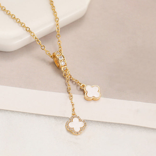 Dainty Dual Clover Pendant Necklace