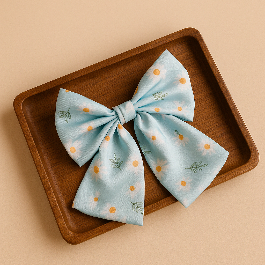 Blue Daisy Bow Clip