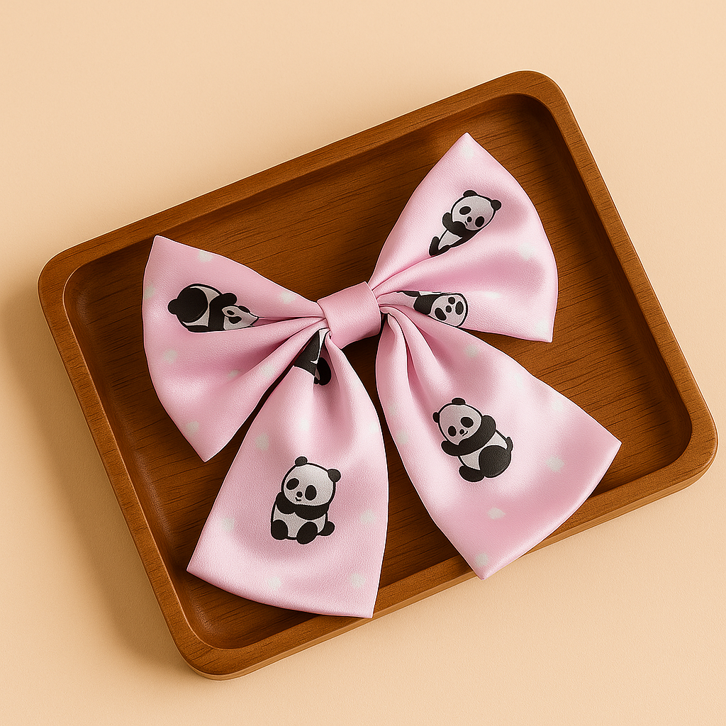 Pink Panda Bow Clip