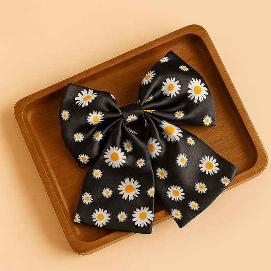 Black Daisy Bow Clip