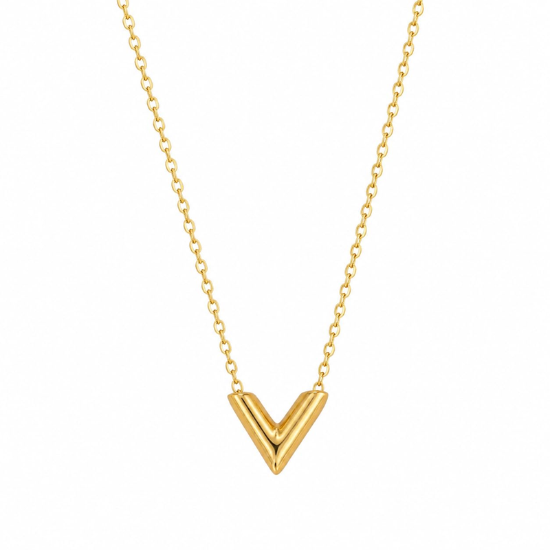 Gold V Pendant Necklace